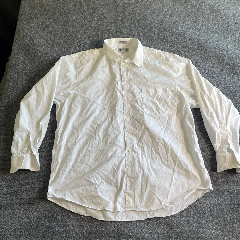 Alfani Mens White Pinpoint Oxford Dress Shirt 100% Cotton 17‎ 34-35 Long Sleeve